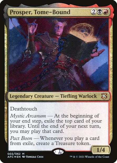 Prosper, Tome-Bound, Magic card AFC 2 — Forgotten Realms Commander set