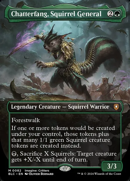 Chatterfang, Squirrel General, Magic card BLC 82 — Bloomburrow Commander set