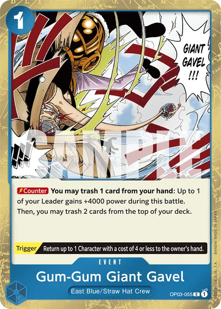 Gum-Gum Giant Gavel, One Piece card OP03-055 — PILLARS OF STRENGTH set