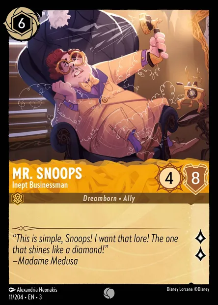 Mr. Snoops - Inept Businessman, Disney Lorcana card CH3-011 — Into the Inklands set