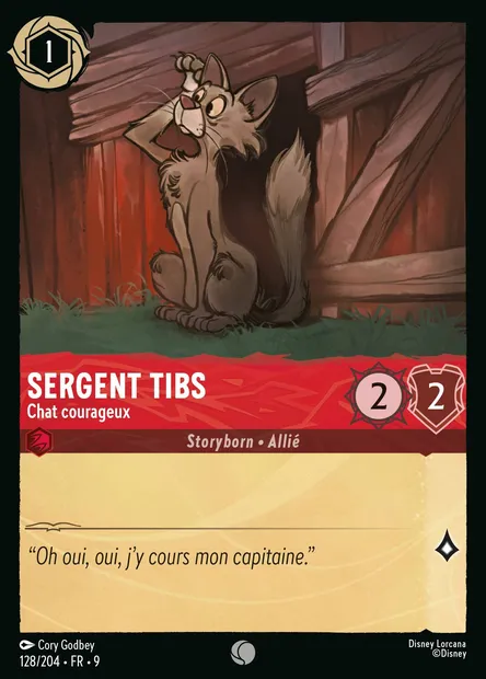 Sergent Tibs - Chat courageux, carte Disney Lorcana CH9-128 — extension Fabuleux