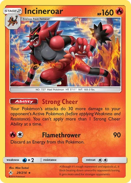Incineroar, Pokémon card UNB 29 — Unbroken Bonds set