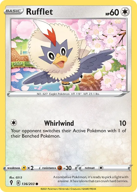 Rufflet, Pokémon card EVS 136 — Evolving Skies set
