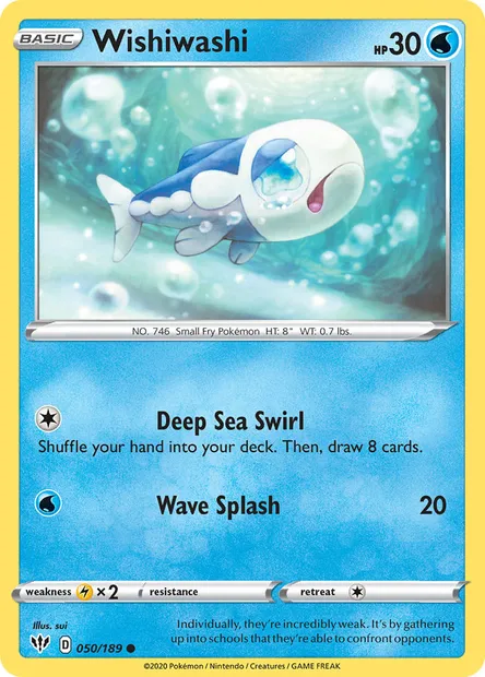 Wishiwashi, Pokémon card DAA 50 — Darkness Ablaze set