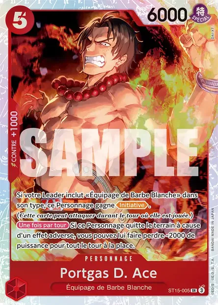 Portgas D. Ace, carte One Piece ST15-005 — extension ROUGE Edward Newgate