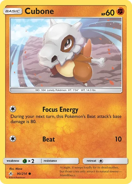Cubone, Pokémon card UNB 90 — Unbroken Bonds set
