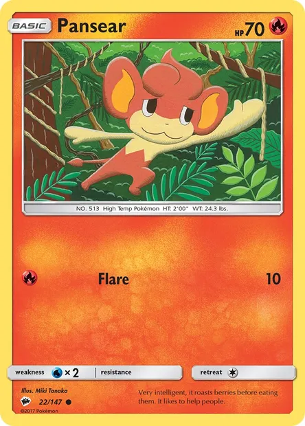 Pansear, Pokémon card BUS 22 — Burning Shadows set