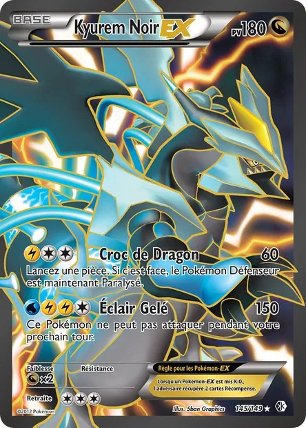 Kyurem Noir-EX, carte Pokémon BCR 145 — extension Frontières Franchies