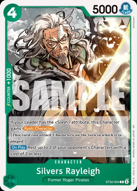 Silvers Rayleigh, One Piece card ST32-004 — GREEN Roronoa Zoro set