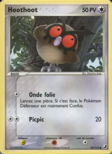 Hoothoot, carte Pokémon UF 59 — extension EX Forces Cachées