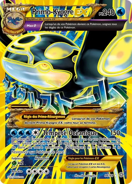 PrimoKyogre EX, carte Pokémon AOR 96 — extension Origines Antiques