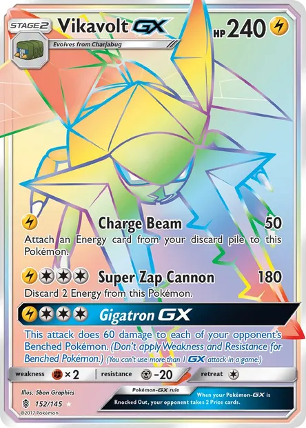 Vikavolt GX, Pokémon card GRI 152 — Guardians Rising set