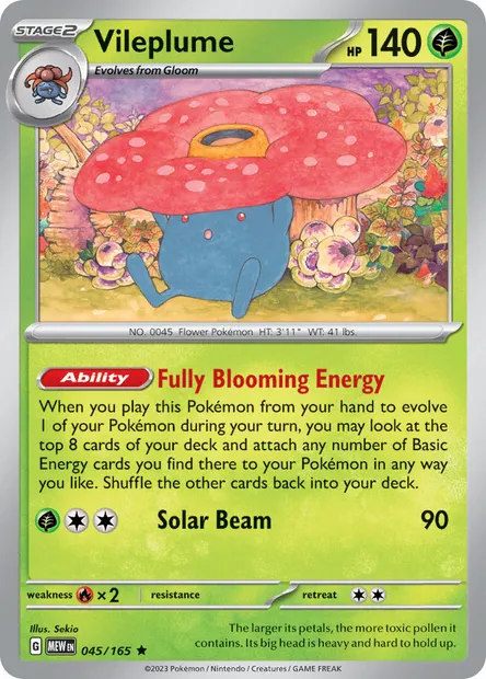 Vileplume, Pokémon card MEW 045 — 151 set