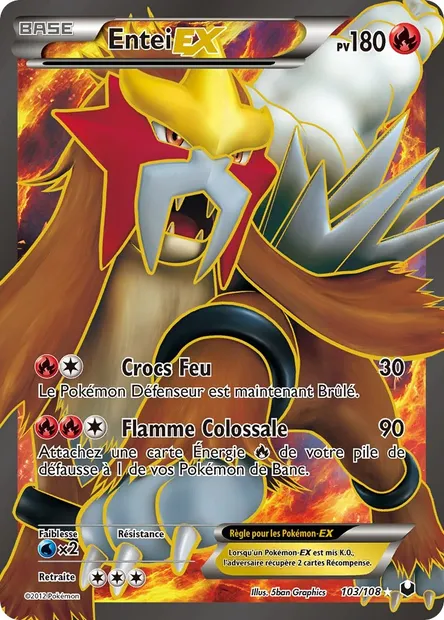 Entei-EX, carte Pokémon DEX 103 — extension Explorateurs Obscurs