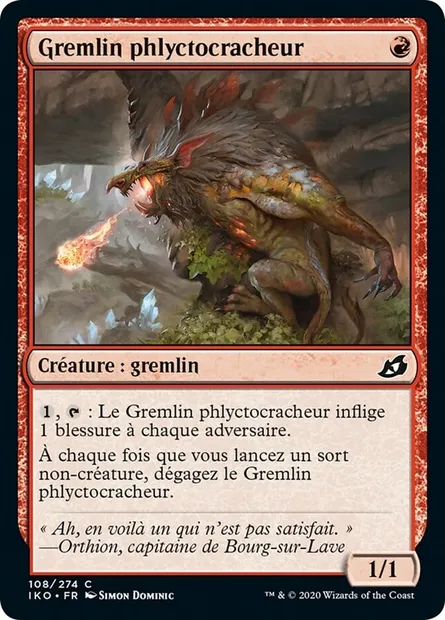 Gremlin phlyctocracheur, carte Magic IKO 108 — extension Ikoria: Lair of Behemoths