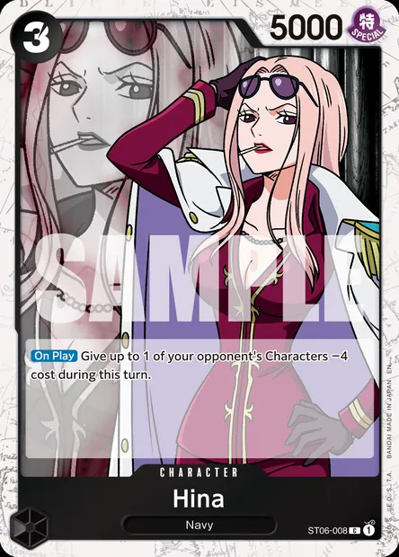 Hina, One Piece card ST06-008 — Absolute Justice set