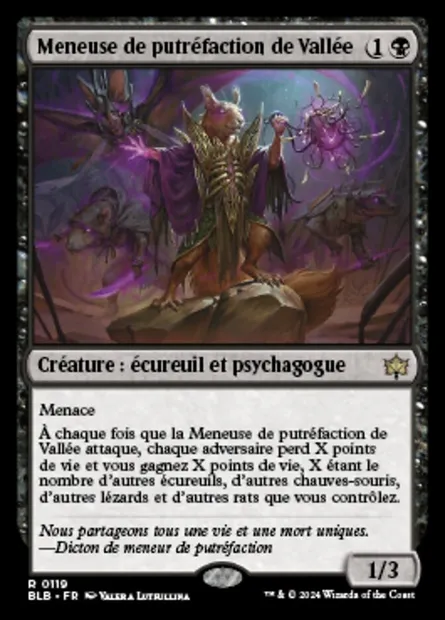 Meneuse de putréfaction de Vallée, carte Magic BLB 119 — extension Bloomburrow