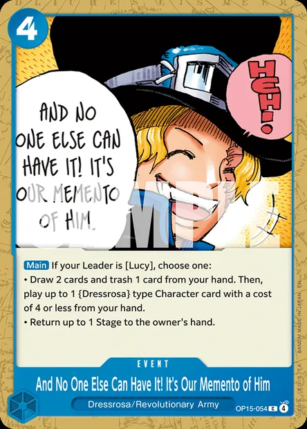 And No One Else Can Have It! It's Our Memento of Him, One Piece card OP15-054 — ADVENTURE ON KAMI’S ISLAND set