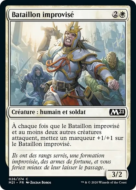 Bataillon improvisé, carte Magic M21 26 — extension Core Set 2021