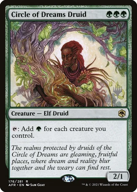 Druide du cercle des rêves, carte Magic PAFR 176p — extension Adventures in the Forgotten Realms Promos