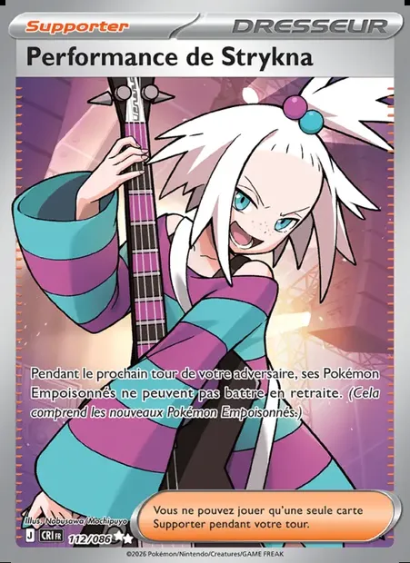 Performance de Strykna, carte Pokémon CRI 112 — extension Chaos Ascendant