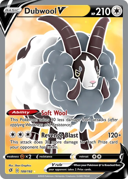 Dubwool V, Pokémon card RCL 188 — Rebel Clash set