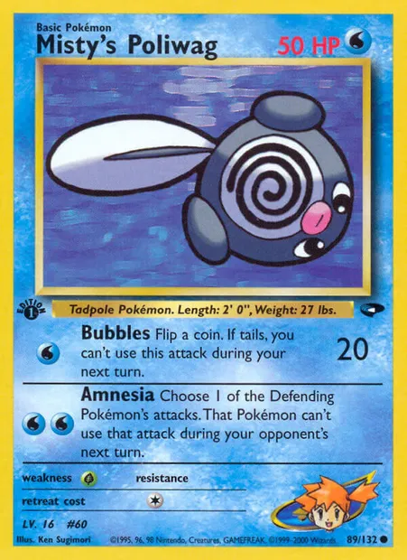 Misty's Poliwag, carte Pokémon GC 89 — extension Gym Challenge