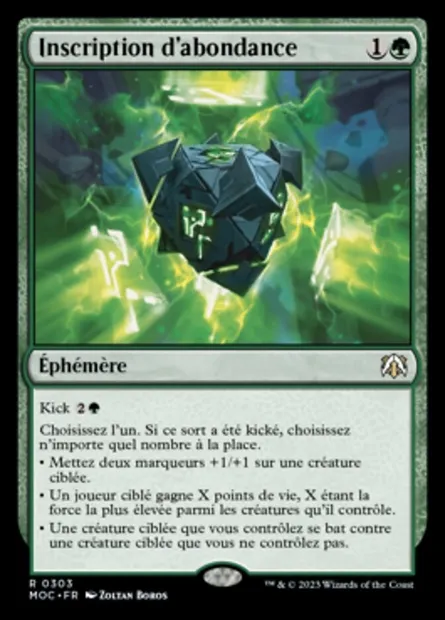Inscription d'abondance, carte Magic MOC 303 — extension March of the Machine Commander