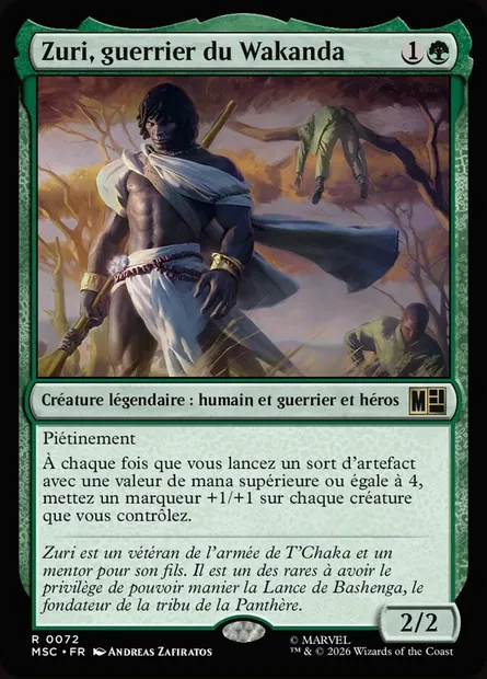 Zuri, guerrier du Wakanda, carte Magic MSC 72 — extension Marvel Super Heroes Commander