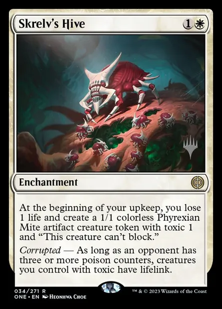 Essaim de Skrelv, carte Magic PONE 34p — extension Phyrexia: All Will Be One Promos