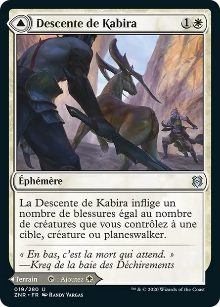 Descente de Kabira // Plateau de Kabira, carte Magic ZNR 19 — extension Renaissance de Zendikar