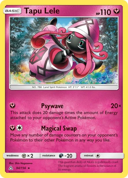 Tapu Lele, Pokémon card UPR 94 — Ultra Prism set