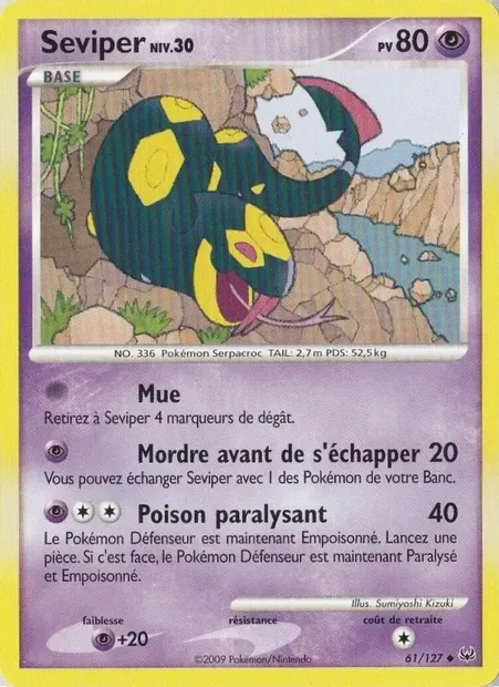 Séviper, carte Pokémon PL 61 — extension Platine