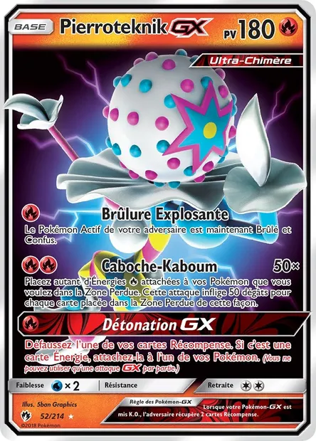 Pierroteknik GX, carte Pokémon LOT 52 — extension Tonnerre Perdu