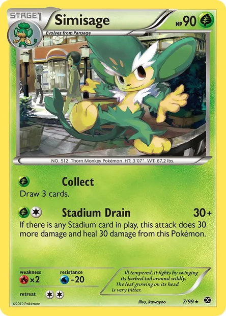 Simisage, Pokémon card NXD 7 — Next Destinies set