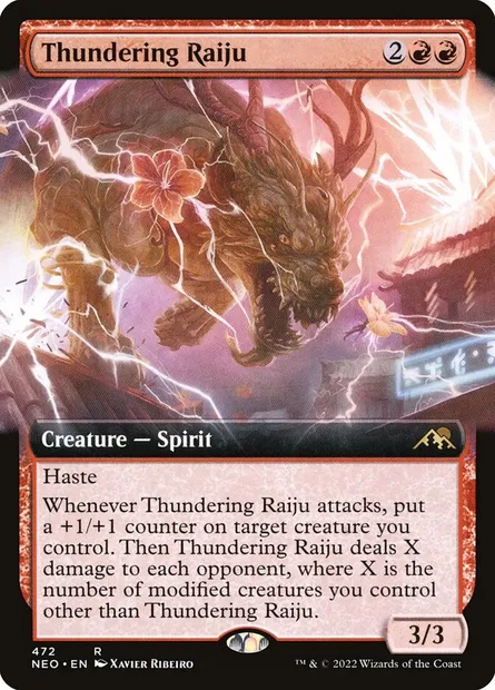 Thundering Raiju, Magic card NEO 472 — Kamigawa: Neon Dynasty set