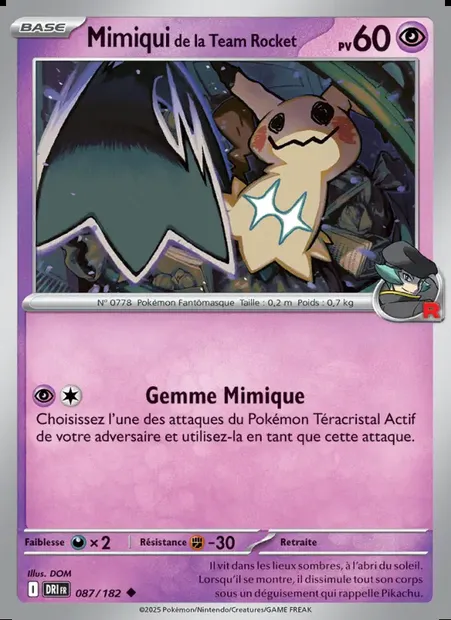 Mimiqui de la Team Rocket, carte Pokémon DRI 087 — extension Rivalités Destinées