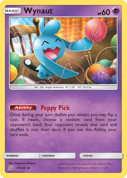 Wynaut, Pokémon card UNM 77 — Unified Minds set