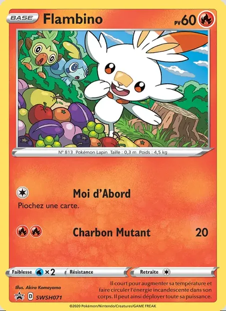 Flambino, carte Pokémon SWSH 071 — extension Promo SWSH