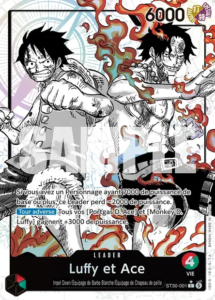 Luffy et Ace, carte One Piece ST30-001 — extension LUFFY ET ACE