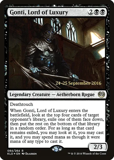 Gonti, Lord of Luxury, Magic card PKLD 84s — Kaladesh Promos set