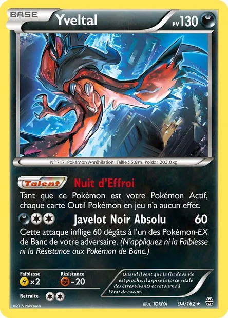 Yveltal, carte Pokémon BKT 94 — extension Impulsion Turbo