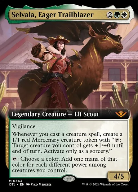 Selvala, Eager Trailblazer, Magic card OTJ 363 — Outlaws of Thunder Junction set