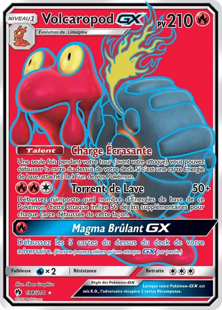 Volcaropod GX, carte Pokémon LOT 198 — extension Tonnerre Perdu