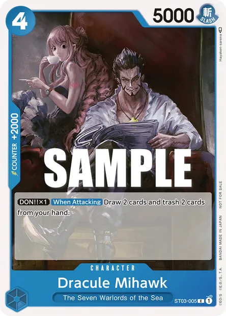 Dracule Mihawk, One Piece card ST03-005 — The Seven Warlords of the Sea set