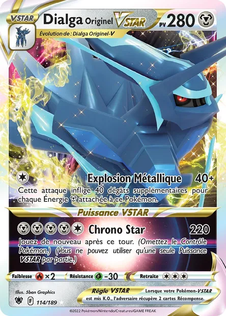 Dialga Originel VSTAR, carte Pokémon ASR 114 — extension Astres Radieux