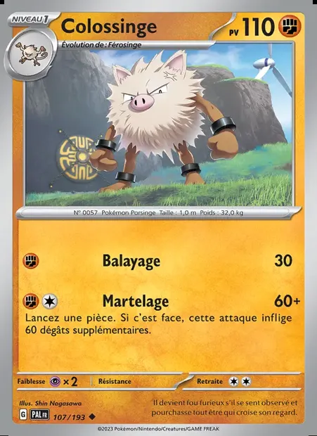 Colossinge, carte Pokémon PAL 107 — extension Évolutions à Paldea