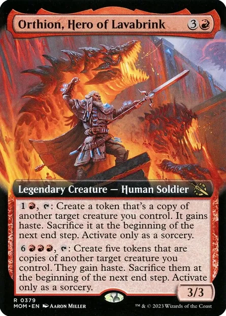 Orthion, Hero of Lavabrink, Magic card MOM 379 — March of the Machine set