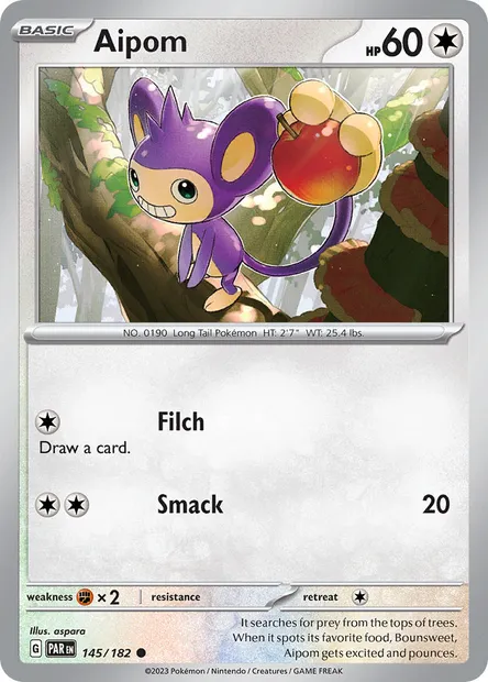 Aipom, Pokémon card PAR 145 — Paradox Rift set