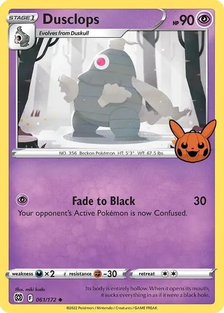 Dusclops, Pokémon card TOT22 061 — Trick or Trade set